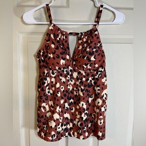 Kona Sol Brown and‎ Black Leopard Print Bikini Top